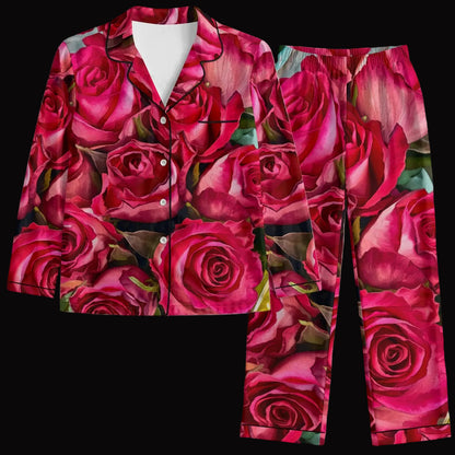 “Rose Red” Women's Satin Pajama Set