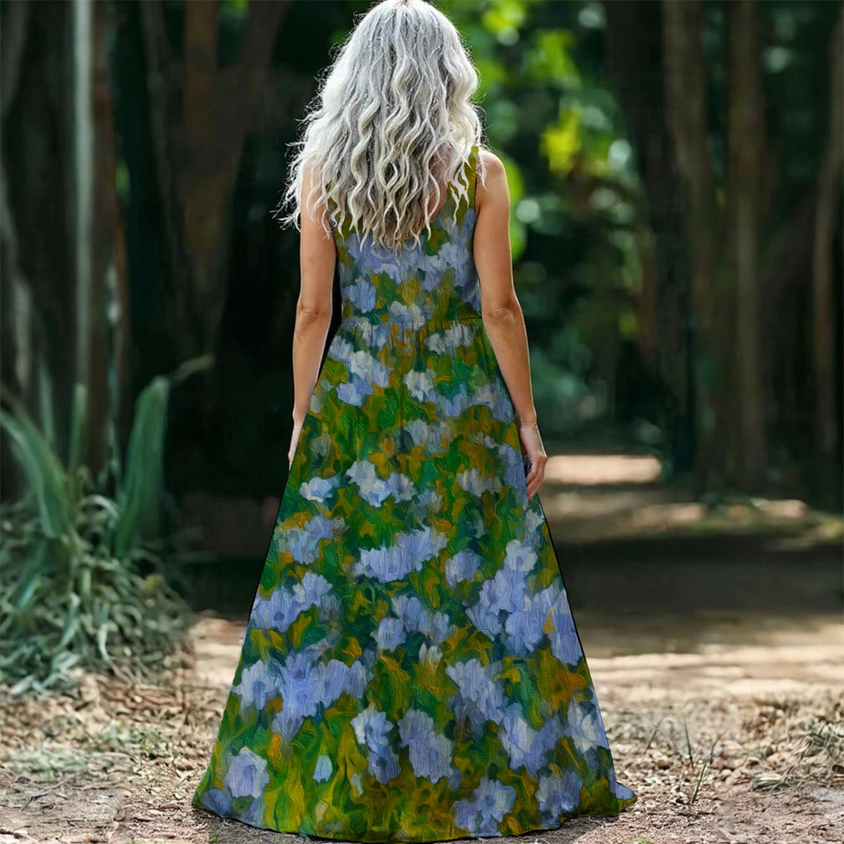 “Dreamscape Garden” Women’s Sleeveless Maxi Dress
