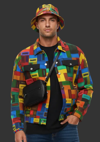 “Blocked” Unisex Lapel Jacket | 245GSM Cotton
