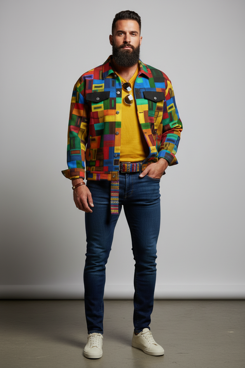 “Blocked” Unisex Lapel Jacket | 245GSM Cotton