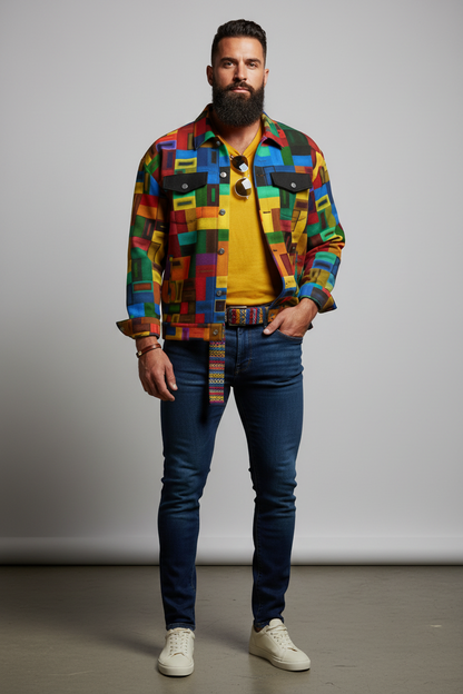 “Blocked” Unisex Lapel Jacket | 245GSM Cotton
