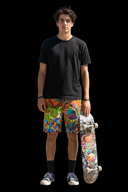 “Yellow Garden of Unseemly Delights”  Men‘s Beach Shorts With Lining