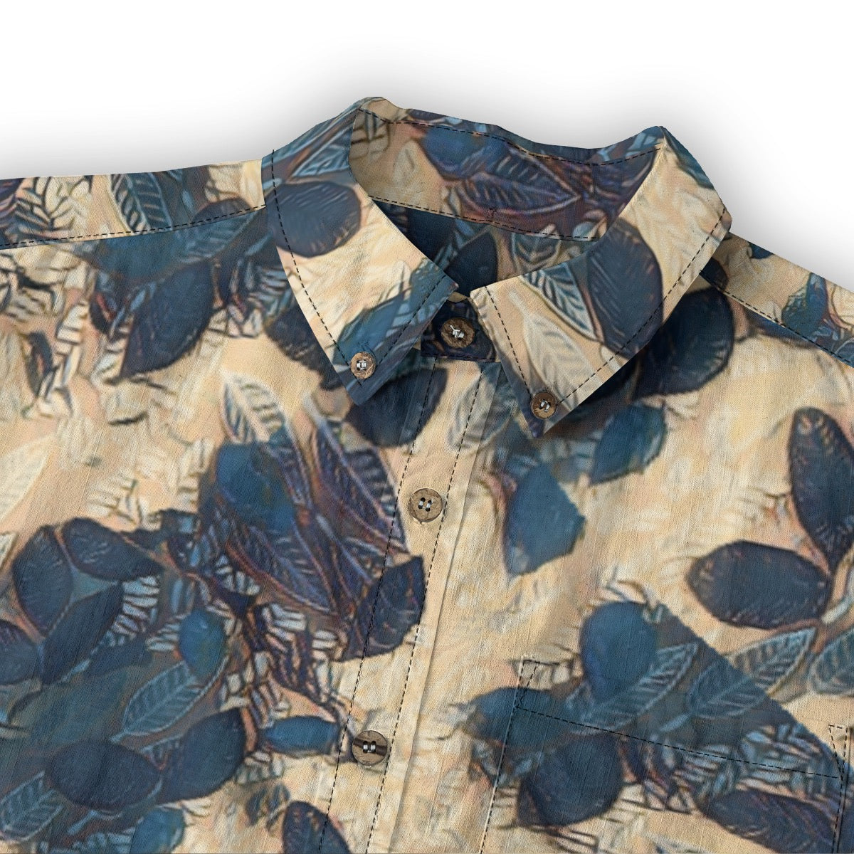 “Azure Grove”  Men's Casual Lapel Long Sleeve Shirt|125GSM Cotton