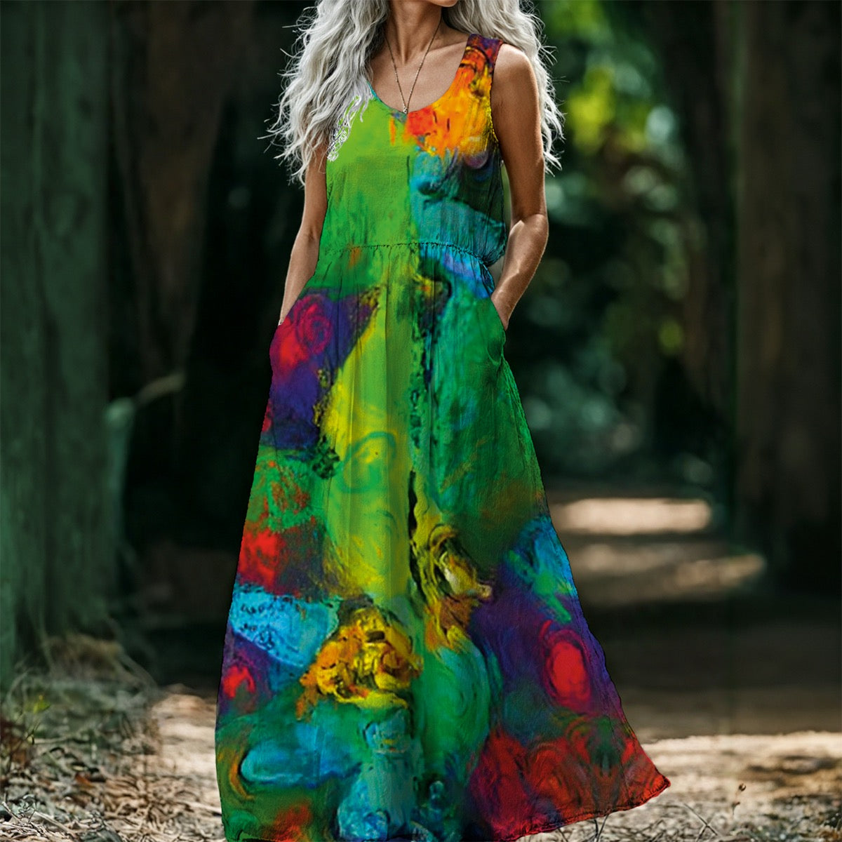 “Verdant Dream”  Women’s Sleeveless Maxi Dress