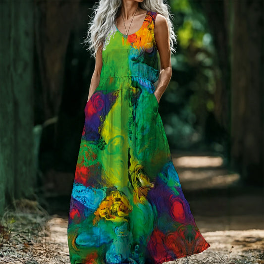 “Verdant Dream”  Women’s Sleeveless Maxi Dress