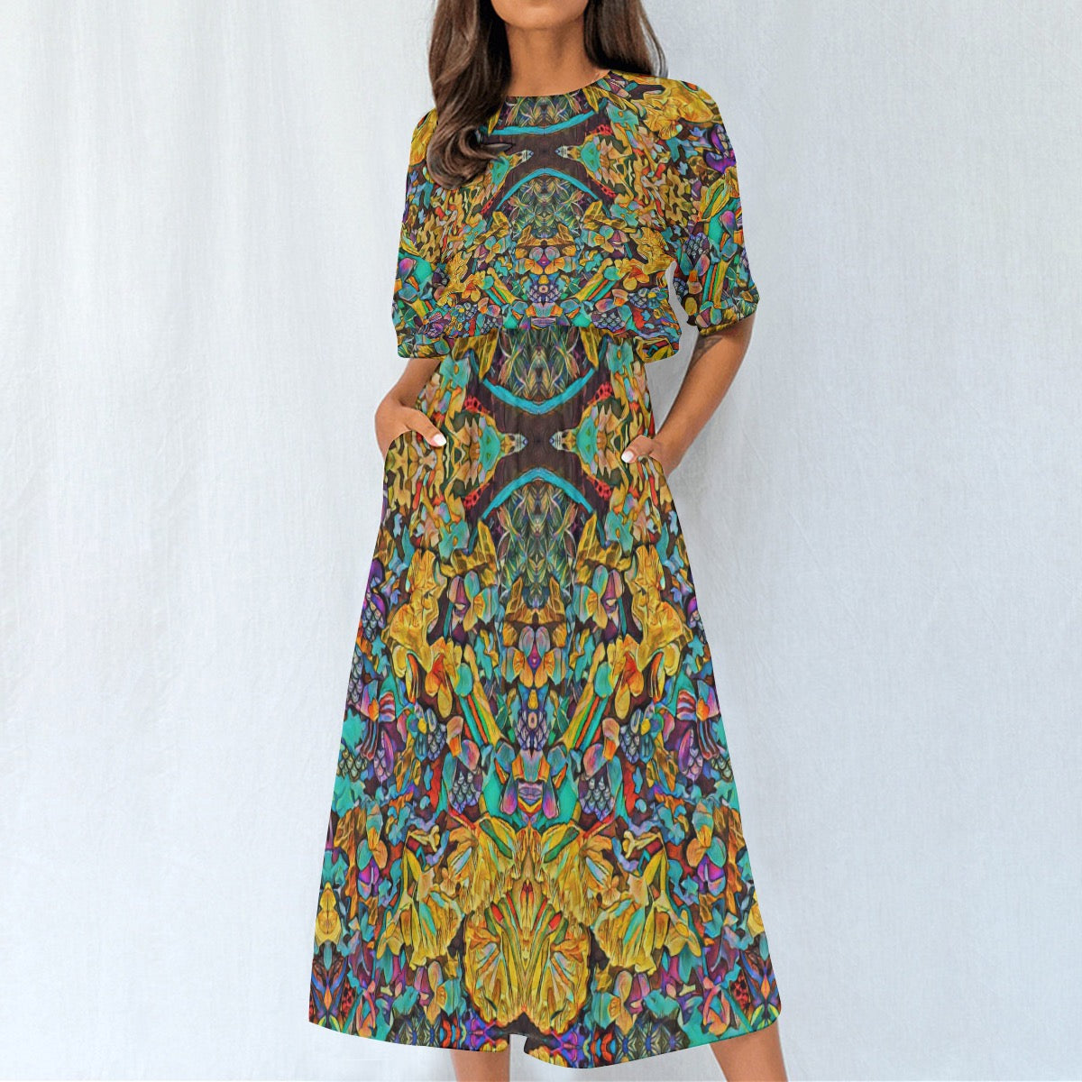 “Chromatic Dream” Women's Elastic Waist Dress