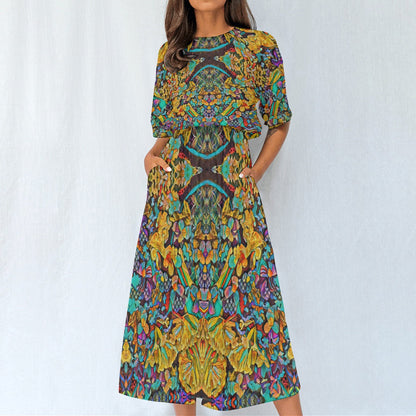 “Chromatic Dream” Women's Elastic Waist Dress