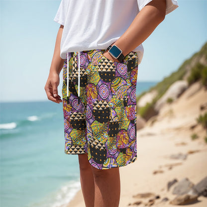 “Geo-patchwork” Men's Cargo Shorts