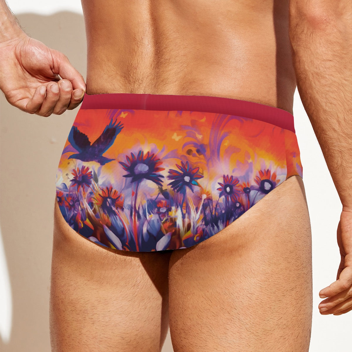 “Sunset Flight”  Men'S Drawstring Swim Briefs