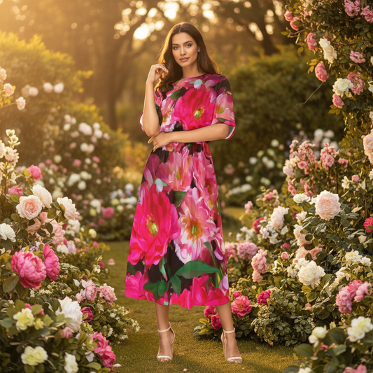 “Summer Blush” Women's Elastic Waist Dress