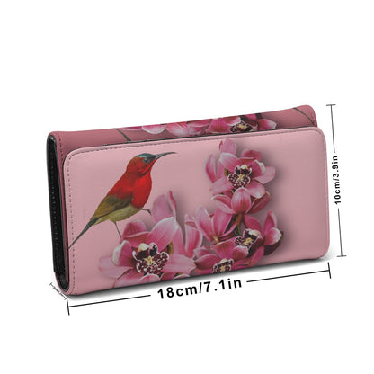 “Crimson Sunbird & Cymbidium Orchid”. Foldable Wallet.