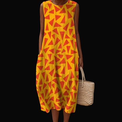 “Tangerine Tease” Women's Sleeveless Dress|125GSM Slub Cotton