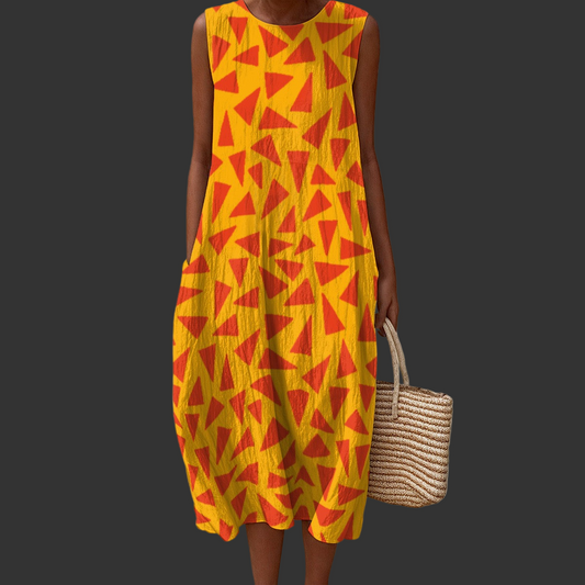 “Tangerine Tease” Women's Sleeveless Dress|125GSM Slub Cotton