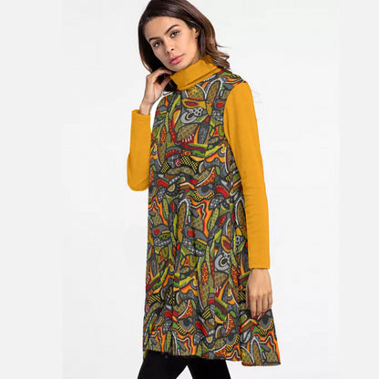 “Zedomina” Women's High Neck Dress With Long Sleeve