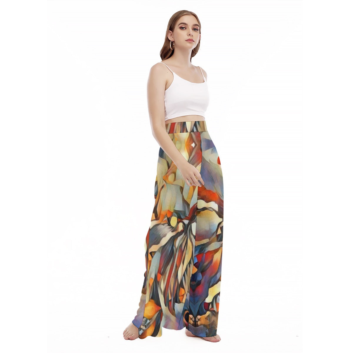 “Outback Hues” Women's High Waist Wide Leg Trousers