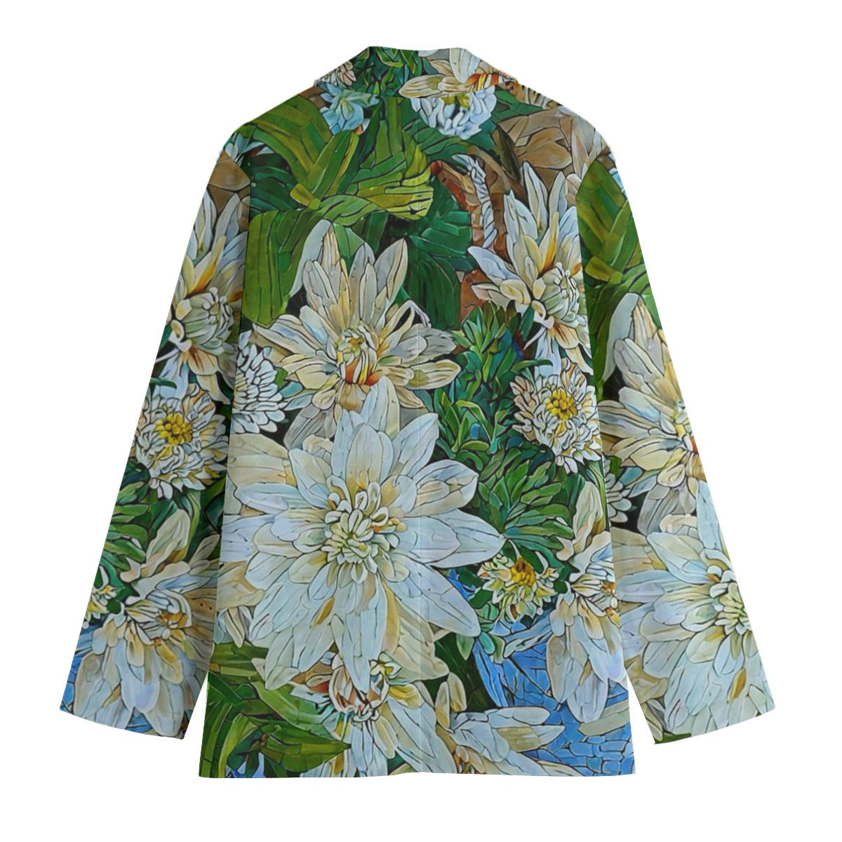 “White Floral Medley” Women's Leisure Blazer | 245GSM Cotton