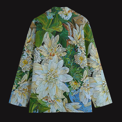 “White Floral Medley” Women's Leisure Blazer | 245GSM Cotton