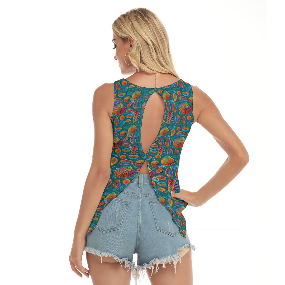 “Peregian Shells” Women's Back Hollow Yoga Top
