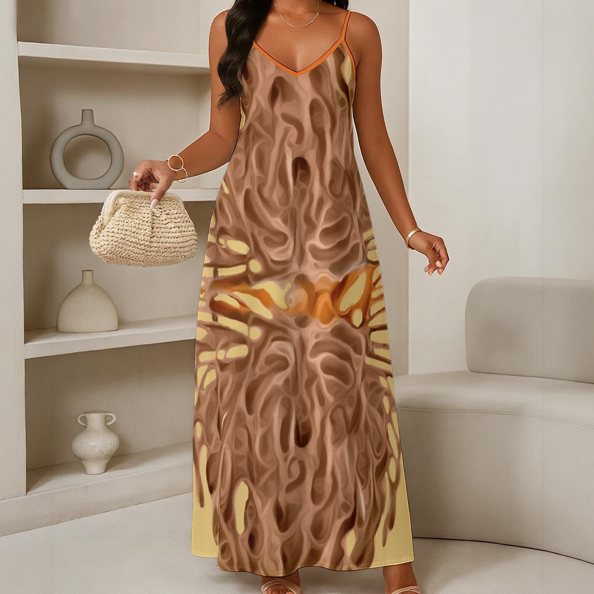 “Tangle” Women's Elegant V-Neck Maxi Dress