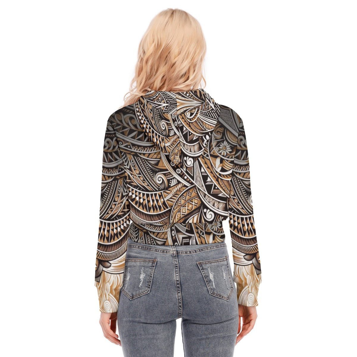 “Earthen Echoes” Crop Top Hoodie With Zipper Closure