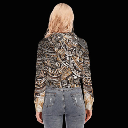 “Earthen Echoes” Crop Top Hoodie With Zipper Closure