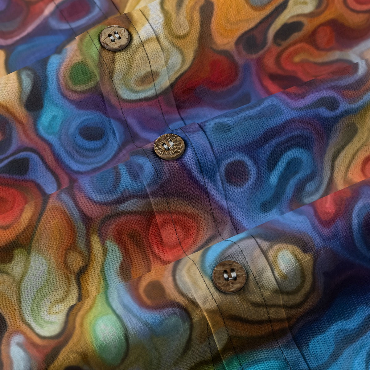 “Marbled Tide II” Men's Breathable Cotton Shirt|125GSM