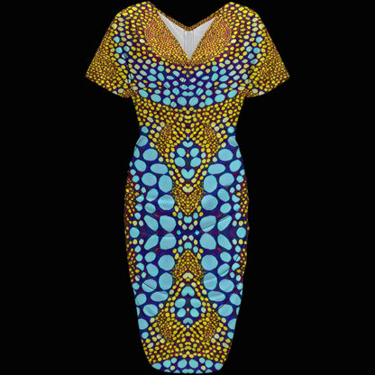 “Sunstone” Women's V-neck pleated dress