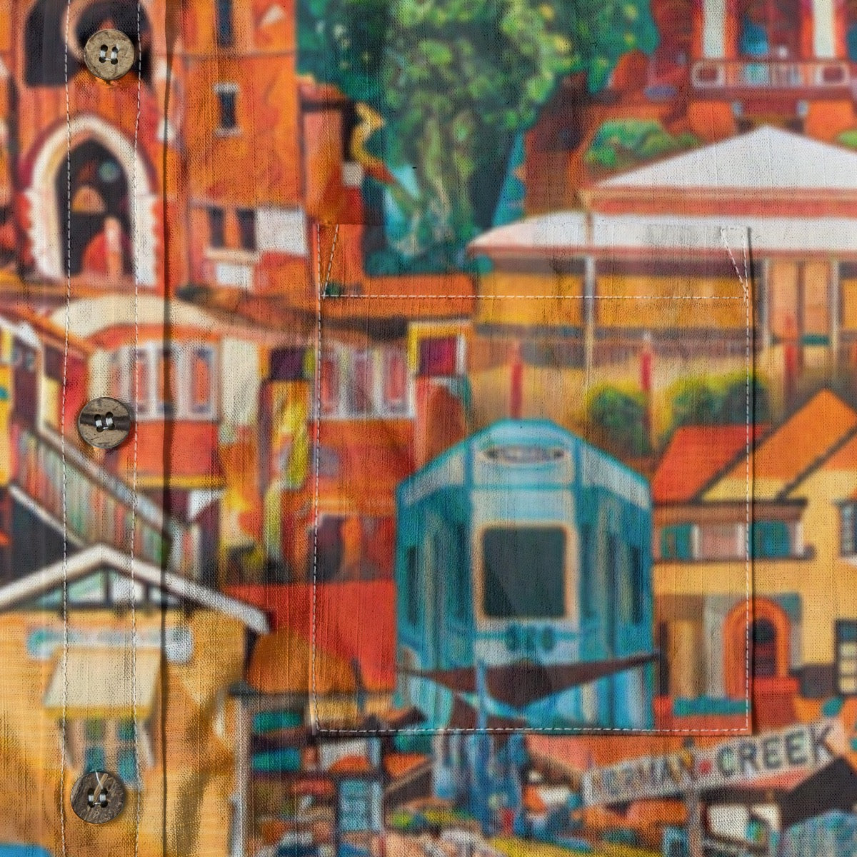 “Southside Brizvegas” (Blue)  Men's Breathable Cotton Shirt|125GSM