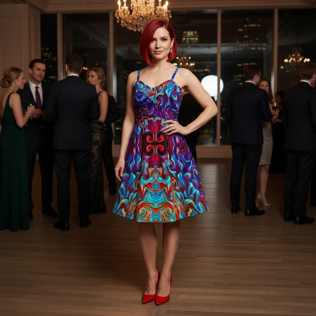 “Aurora Flare” Women's Spaghetti Strap Dress