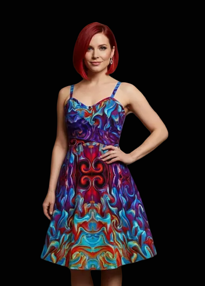 “Aurora Flare” Women's Spaghetti Strap Dress