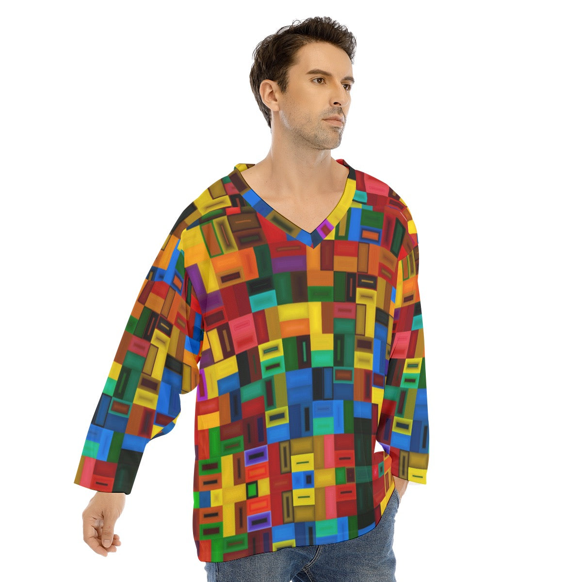 “Blocked” Men's V-neck Ice Hockey Jersey