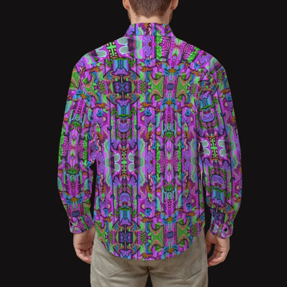 “Labyrinth” Purple: Men's Slim Fit Long Sleeve Shirt