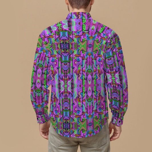 “Labyrinth” Purple: Men's Slim Fit Long Sleeve Shirt
