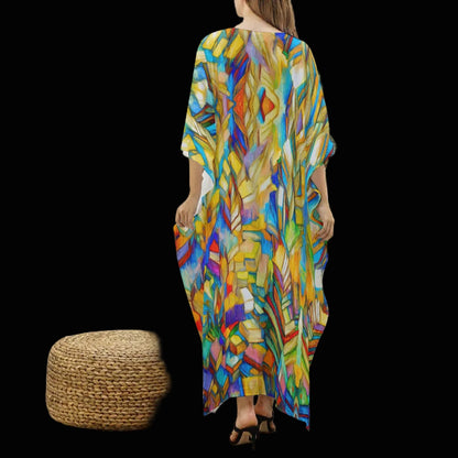 “Kaleidoscope” Women's Imitation Silk V-neck Kaftan Robe