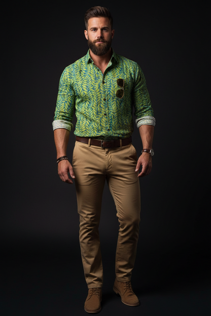 Men's Casual Lapel Long Sleeve Shirt|125GSM Cotton