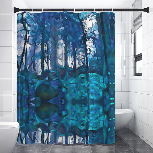 “Blue Forest” Shower Curtains.