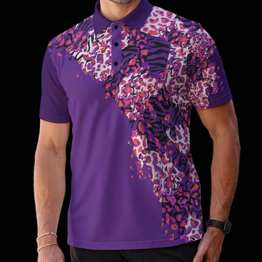 “Berry Crush” Print Men's Polo Collar Jersey