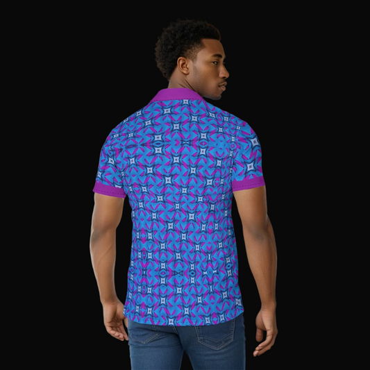 “Blue Parquet” Print Men's Shirt