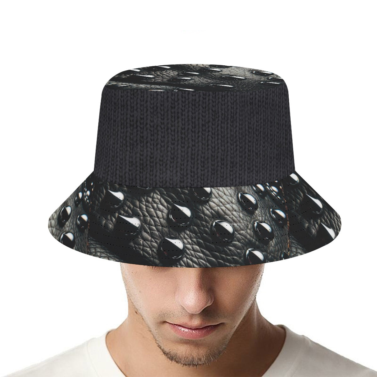 “Leather & Knit” Bucket Hat