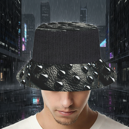 “Leather & Knit” Bucket Hat