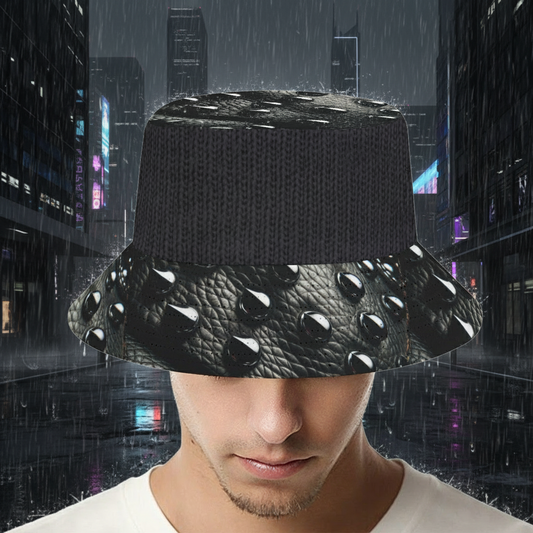 “Leather & Knit” Bucket Hat
