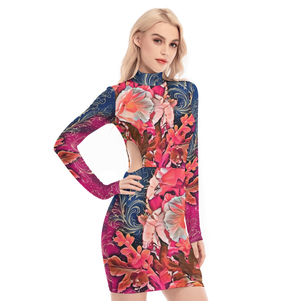 “Celestial Bloom” Women's Waist Hollow Hip Dress