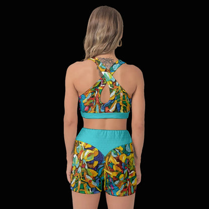 “Rainbow Wisteria”  Women's Sports Bra Suit