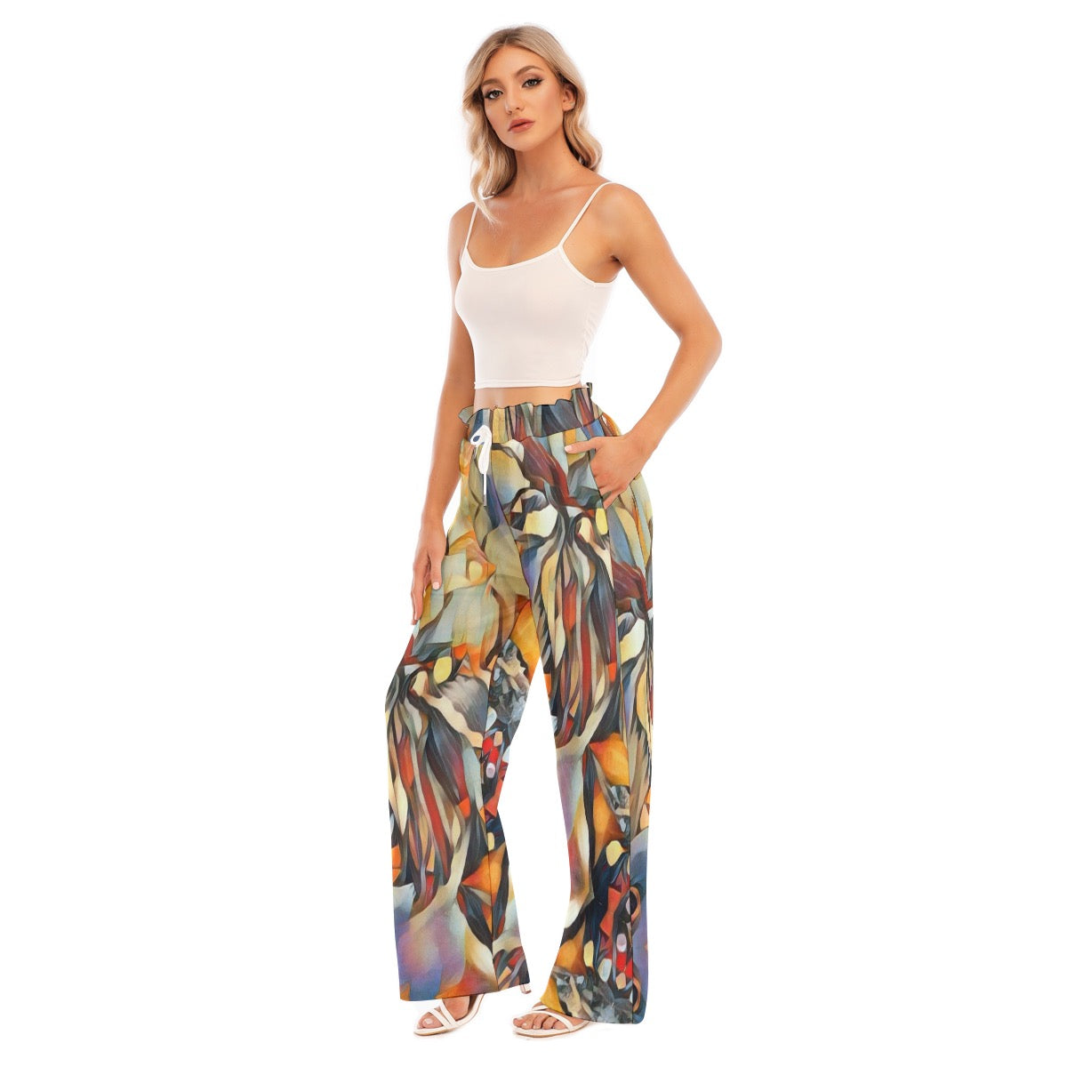 “Outback Hues “ Women's Waist Fungus Edge Wide-leg Pants