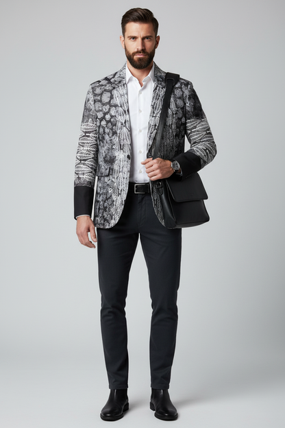 “Ashfall’ Men's Casual Flat Lapel Collar Blazer | 245GSM Cotton