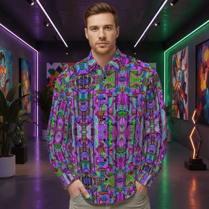 “Labyrinth” Purple: Men's Slim Fit Long Sleeve Shirt