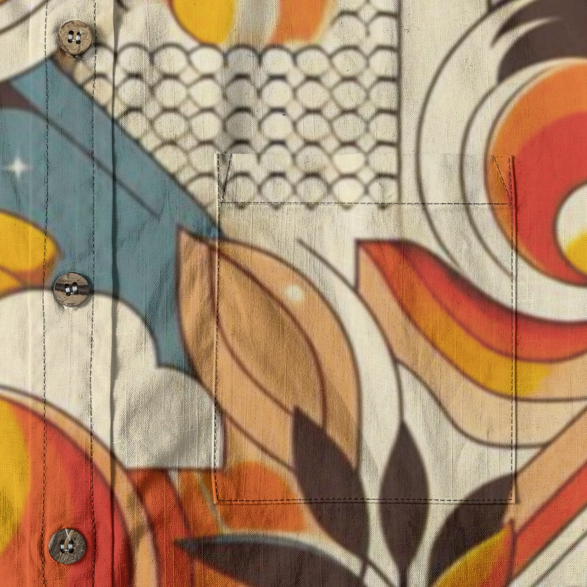 “Retro Geometry” Men's Breathable Cotton Shirt|125GSM