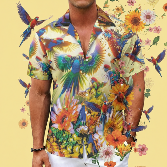 “Rosella Rising” Men's Hawaiian Shirt