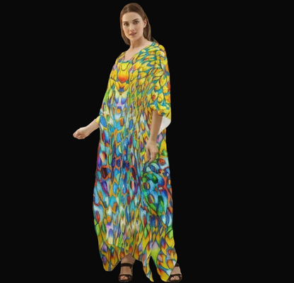 “Prism” Women's Imitation Silk V-neck Kaftan Robe