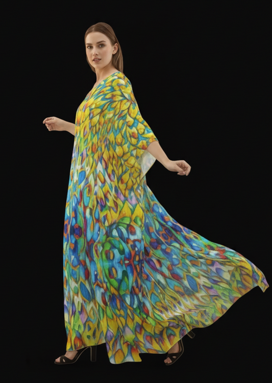 “Prism” Women's Imitation Silk V-neck Kaftan Robe